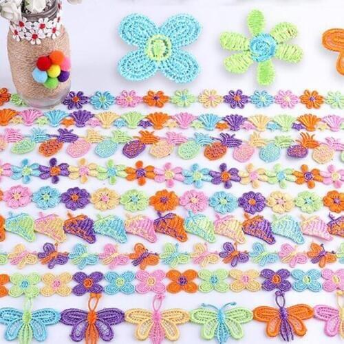 1 Meter Colorful Petals Lace Polyester Water Soluble Embroidered Coat DIY Handmade Materials Garment Handmade