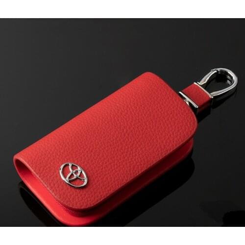 1pc Wife girlfriend high-end gift pendant leather car keychain bag for Toyota badge metal key ring 4S auto accessories key case