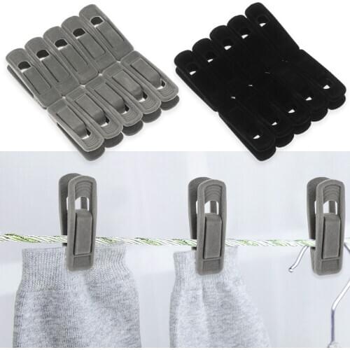 10pcs/set Useful Non Slip Hanger Coat Artifical Velvet Flocked Clothes Clip Drying Racks Durable Windproof Trouser Clips