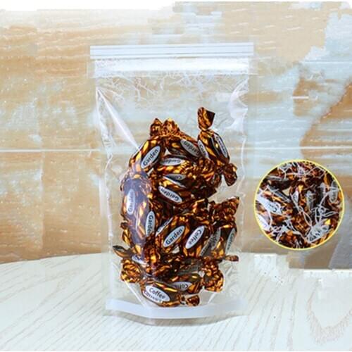 1000Pcs Snowflake Printing Clear Plastic Stand Up Package Bag Zip Lock Doypack Pouches Recyclable Zipper Snacks Storage Bag