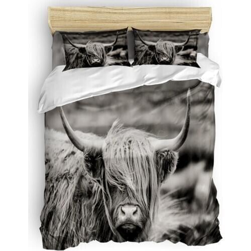 Animal Buffalo Hair Horns Duvet Cover Set Warm And Comfortable 2/3/4pcs Bedding Set Bed Sheet Pillowcases Cover Set