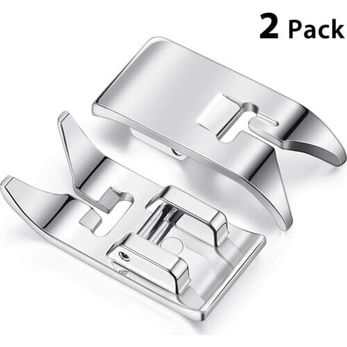 2Pcs Domestic Sewing Machine Parts Presser Foot with Needle Slot Rolled Hem Feet Set Sewing Accessories for Brother Singer