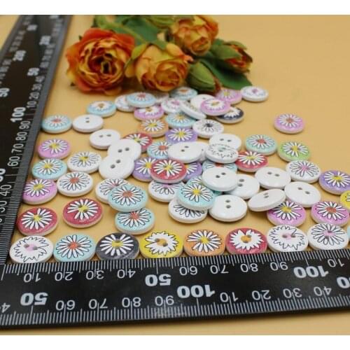 50/100PCs/lot 15mm Chrysanthemum Buttons for Needlework Craft Scrapbooking DIY Sewing Decorative Childrens Button Clothing