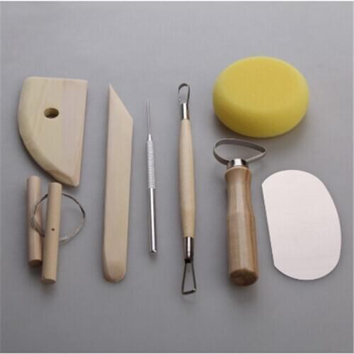 8Pcs Pottery Ceramic Tool Set Wood Pottery Ceramics Clay Sculpture Modelling Kit DIY Hand Pottery Clay Ceramic Molding Tools