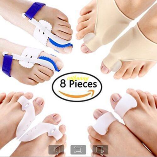 200sets/lot 8pcs kit Hallux Valgus Corrector Alignment Toe Separator Metatarsal Splint Orthotics Pain Relief Foot Care Tool