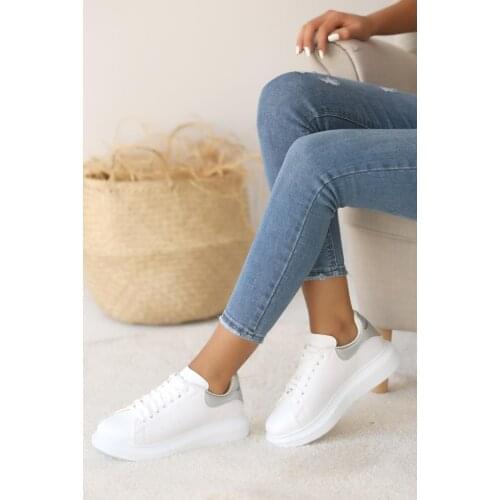 A3010-20Beyaz Silver Pink Potin White Silver Shoes A3010-20