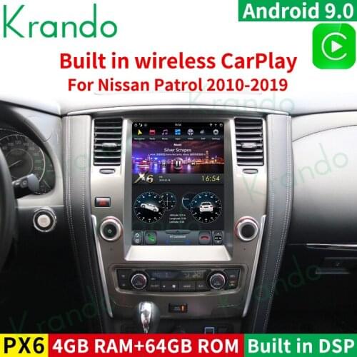 Krando Android 9.0 4G RAM 12.1" Tesla Style Vertical Screen Car Radio GPS for Nissan Patrol 2010-2017 Navigation Multimedia