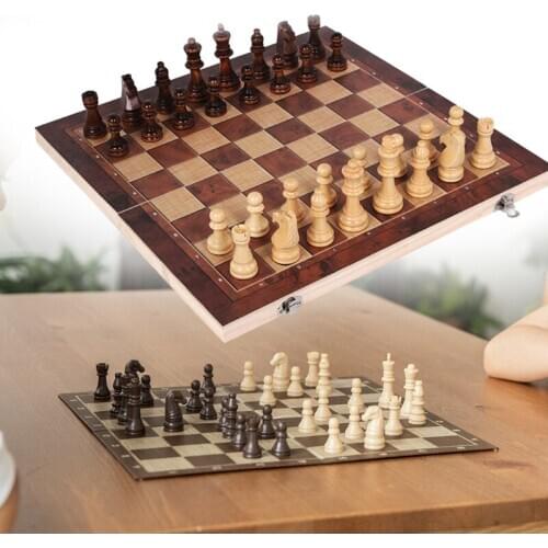 Wooden Chess Set Folding Magnetic Large Board With 34 Chess Pieces Interior for Dropshipping