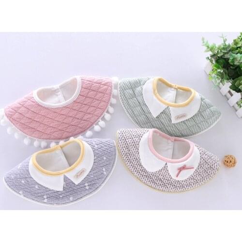 Baby Bibs Cotton 360 Degree Round Satr Boys Girls Saliva Towels Feeding Bib Casual Waterproof Tassel Stereo Burp Cloth Bandana