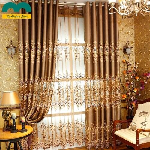 European Embroidered Tulle Curtains Blackout Window Curtain for Living Room Bedroom kitchen Modern Decoration Drapes Blinds