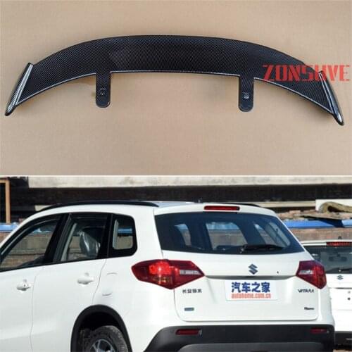 Use For 2012-2018 Suzuki Vitara Spoiler ABS Plastic Carbon Fiber Look Hatchback SUV Roof Rear Wing Body Kit Accessories