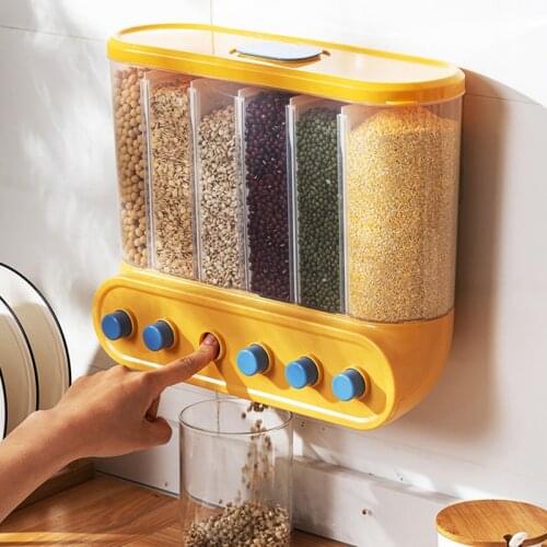 Grain Cereal Storage Box Multi-function Wall-Mounted Food Dispenser Portable Durable Rice Container Case Kitchen Organizer
