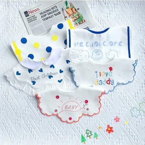 INS Korean Baby Cotton Saliva Towel Anti-dirty Princess Bib Cute Embroidery Fake Collar Infant Gifts 0-2T Baby Accessories