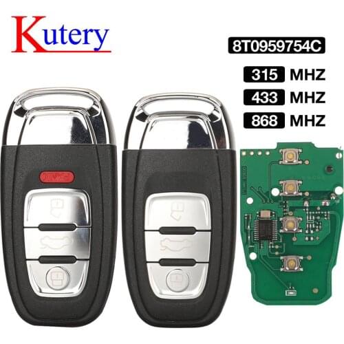 Kutery Smart Remote Key Keyless 3/4 Button 315MHz/433MHZ/868MHZ 8T0 959 754C for For Audi Q5 A4L A5 A6 A7 A8 RS4 RS5 S4 S5