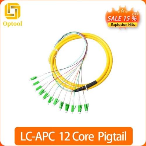 LC APC Fiber Optic Bundle Pigtail LC Single Mode 12 Core Pigtail LC APC CATV 1.5m Patch Cord Free Shipping