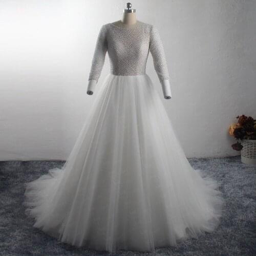 LZ298 New Design Luxury Crystal Backless Wedding Dress Heavy Beaded Sweetheart Three Quarter Bridal Gown Vestido De Noiva