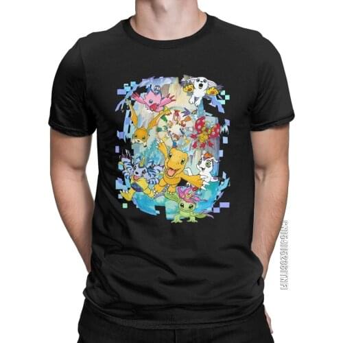 Digimon Adventure Agumon Mens T Shirts Amazing Tee Shirt Classic Short Sleeve Crew Neck T-Shirt Pure Cotton Adult Tops
