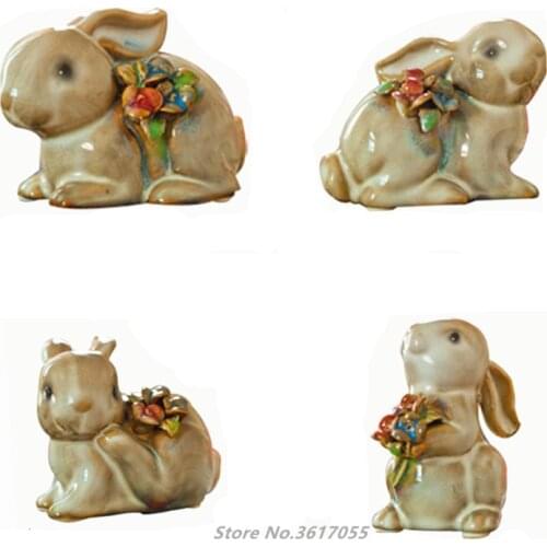 4pcs Ceramic Rabbit Easter Decor Easter Ornaments Craft Easter Gifts Rabbit Wedding Decorations Home Event & Party Supplies