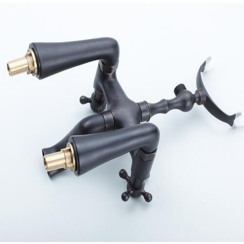 All-copper shower faucet black bronze floor-standing bathtub faucet hot and cold shower mixing valve shower