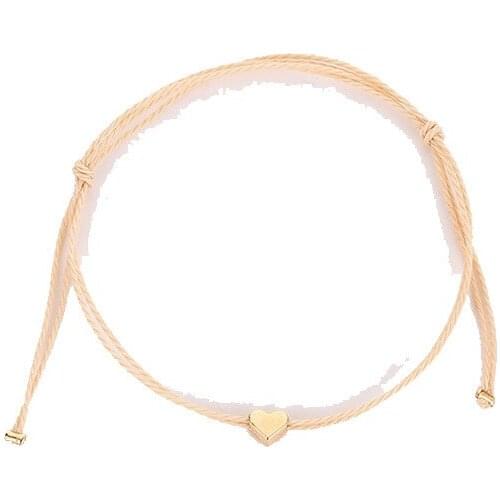 POPACC Simple Hemp Rope Heart-shaped Jewelry Korea Sweet Little Fresh Love Bracelet Fashion Hot-selling Jewelry