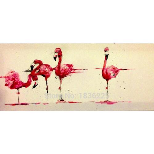 Simple and Beautiful Design Hot Selling Handmade Animal Red-crowned Cranes Oil Painting on Canvas for Office Wall Decoration