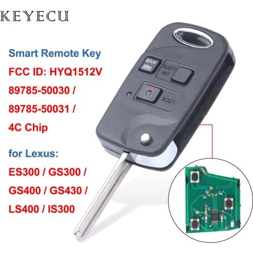 Keyecu Remote Control Car Key Fob 3 Buttons with 4C Chip for Lexus ES300 GS300 GS400 GS430 LS400 IS300 FCC ID: HYQ1512V