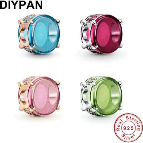 925 Sterling Silver Oval Cabochon Charm Fit Pandora Original Bracelet Charm Silver 925 Pendant Beads Bangle DIY Jewelry Berloque