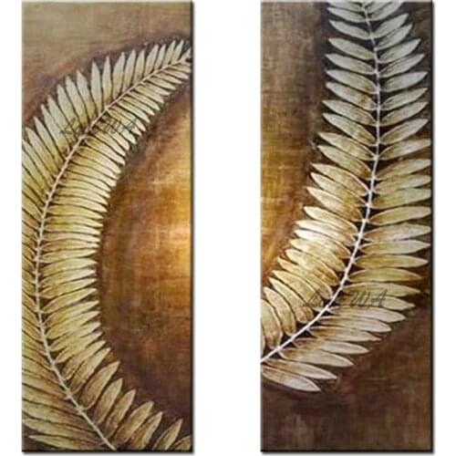 Modern Gold Feather Texture Canvas Art 100% Hand-painted Home Wall Decorative Oil Painting Wall Hanging Design Unframed Artwork