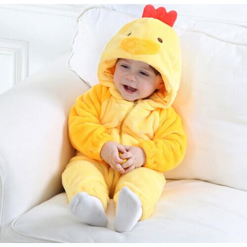 Umorden Infant Toddler Yellow Chick Costume Kigurumi for Baby Boys Girls Bodysuit Jumpsuit Onesie Flannel Comfortable