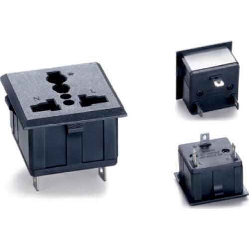 1PCS SS-801 Black industry multi-functional outlet 3 pins Elcectrical 250V 13A US EU UK universal AC power socket