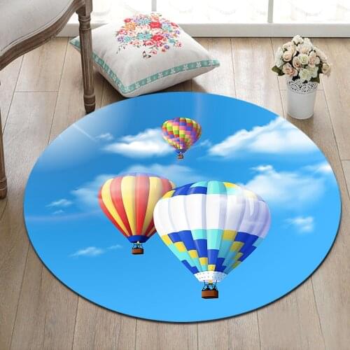 Hot Air Balloon Blue Sky White Cloud Living Room Area Rug Bedroom Floor Non-slip Carpet Crawling Mat