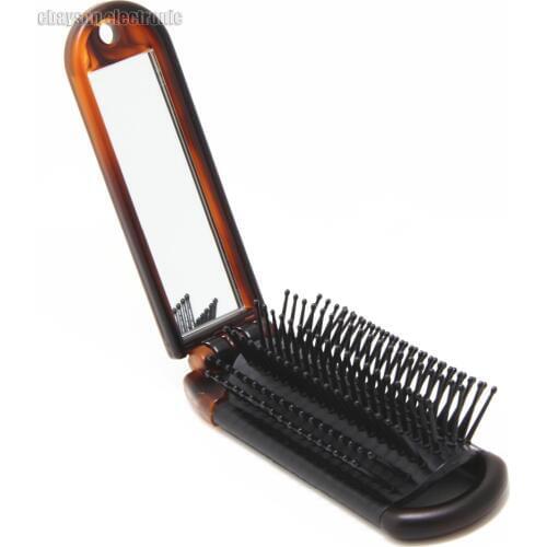 High Quality Folding Fine Pocket Comb Hair Brush With Mirror Travel Styling Tools 50pcs