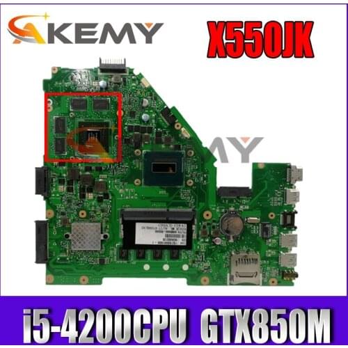 X550JK LVDS Mainboard i5-4200CPU 4G RAM GTX850M For ASUS X550JX X550JF FX50J X550JD X550JK X550J Laptop Motherboard Test 100% ok