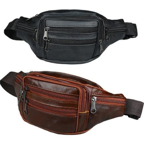 Chest Waist Bag Vintage MenTravel Belt Bag Fanny Pack PU leather bag Chest Phone Pouch message bag Crossbody Flap