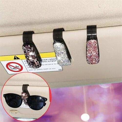 1PC Eyeglasses Holder Sun Visor Glasses Cases Sunglasses Portable Auto Fastener Clip Rhinestone Diamond Decoration Car Ornament