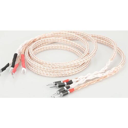 1 pair HI-End 12TC Speaker Cable OCC Copper Audiophile speaker cable HIFI Banana to spade loudspeaker cable Hifi Speaker Cable