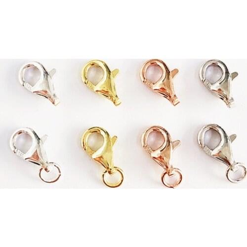 2pcs 100% 925 Sterling Silver Lobster Clasps 8mm 4 Colors Necklace/Bracelet Connector Clasp Hooks DIY Fine Jewelry Accessories