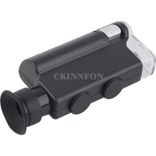 DHL 200PCS Mini Portable Pocket Microscope 200X~240X Handheld LED Portatil Lamp Light Loupe Zoom Magnifier Magnifying