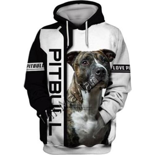 2021 Fashion Animal Pit Bull 3D Printed Hoodie Men Women Casual Pet Dog Designs Hooded Oversized Hooded Coat Drop Shipping WQ-86