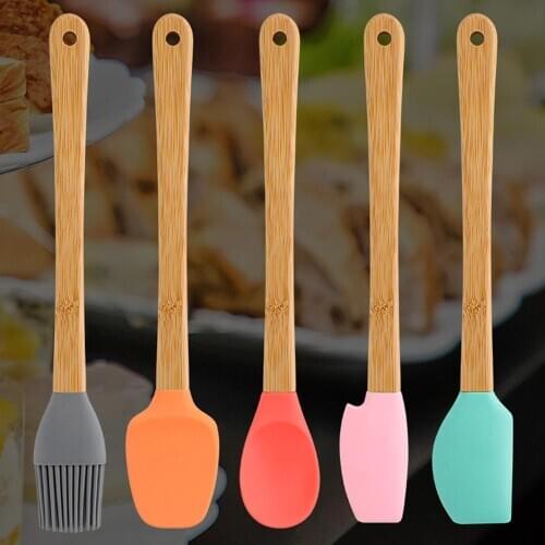 5Pcs/Set Small Silicone Spatula Brush Home Kitchen Heat Resistant Baking Tools
