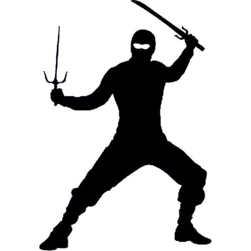 9.6cm*14.1cm Creative Car Stickers Cartoon Ninja Fighter With Swords Decals Car-styling Vinyl S6-4084