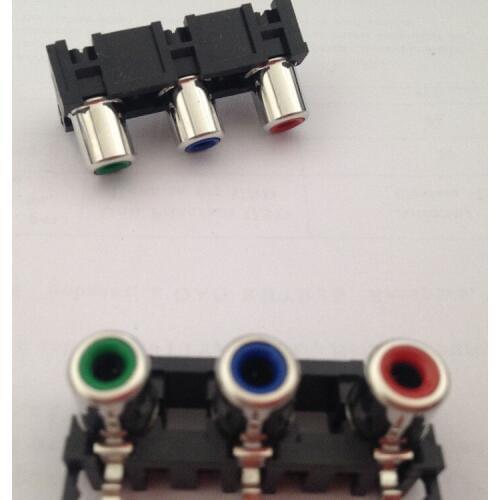Free ship 50pcs/lot three parts black,red turquoise audio output interface 3 hole video audio bridge lotus RCA,rca connector