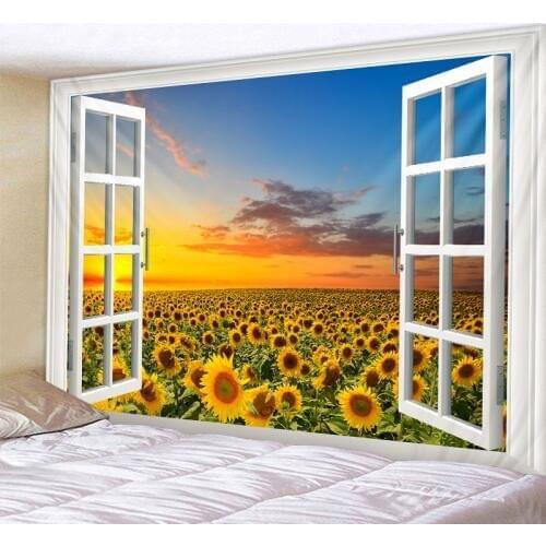 Falling Sunflower Print Large Wall Tapestry Cheap Hippie Wall Hanging Art Carpet Bohemian Decorative Living Room Big Blanket