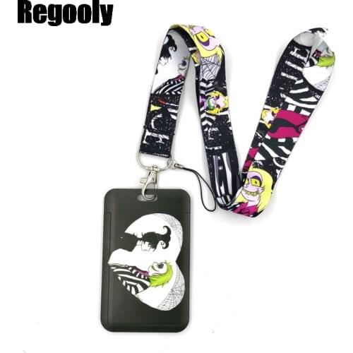 Tim Burton Movie Snake Lanyard Credit Card ID Holder Bag Student Women Travel Card Cover Badge Car Keychain Decorations
