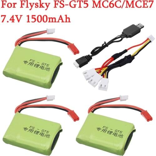 For Flysky FS-GT5 2.4G 6CH Transmitter Power Battery 7.4v 1500mah Lipo Battery for FS-GT5 MC6C/MCE7 RC Car RC Boat spare parts
