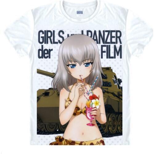 Anime Girls und Panzer T-Shirts Short Sleeve Shirts Manga Garuzu ando Pantsa Katyusha Alice Shimada sensha-do Cosplay Shirt