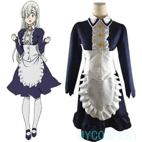 Anime Cosplay The Seven Deadly Sins Elizabethan Liones Maid Halloween Carnival Adult Uniform Suit Outfit Dress Costume Full Set