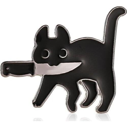 Cartoon Creative Black Cat Modeling Pop-Enamel Pin Lapel Badges Brooch Funny Fashion Jewelry Free Shipping
