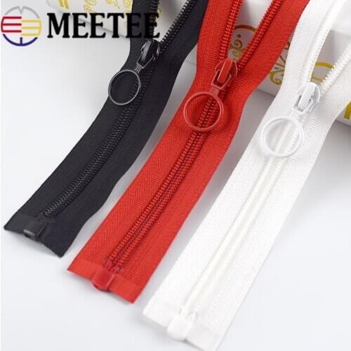 Meetee 5/10pcs 70/100cm 5# Nylon Zipper Auto Lock Open-End Zip Pull Ring Slider for Bags Garment DIY Sewing Accessories ZA027