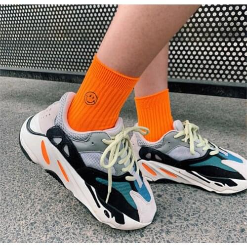 Fashion Candy Color Neon Green Hot Pink Street Cool Hip Hop Fluorescence Yellow Orange Unisex Women Men Couple Funny Happy Socks